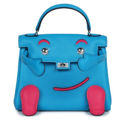 HERMÈS QUELLE IDOLLE KELLY DOLL BLEU FRIDA AND ROSE EXTREME SWIFT PALLADIUM HARDWARE