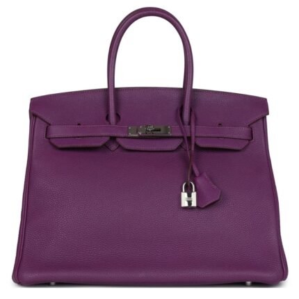PRE-OWNED BIRKIN 35 ANEMONE TOGO PALLADIUM HARDWARE