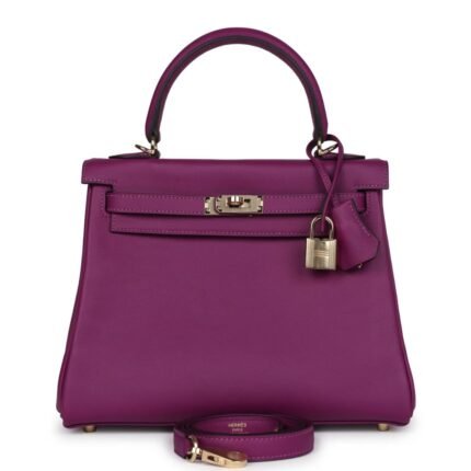 HERMÈS KELLY RETOURNE 25 ANEMONE SWIFT PERMABRASS HARDWARE