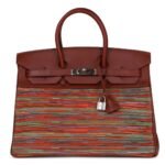 PRE-OWNED HERMÈS BIRKIN 35 VIBRATO ROUGE H BOXCALF PALLADIUM HARDWARE