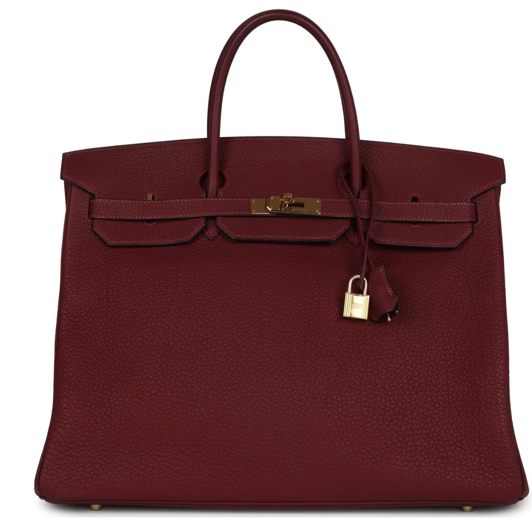 1 PRE-OWNED HERMÈS BIRKIN 40 ROUGE H FJORD GOLD HARDWARE