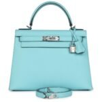 HERMÈS KELLY SELLIER 28 BLEU ATOLL EPSOM PALLADIUM HARDWARE