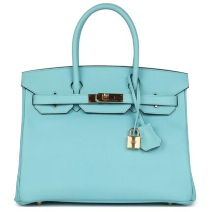 PRE-OWNED HERMÈS BIRKIN 30 BLEU ATOLL EPSOM GOLD HARDWARE