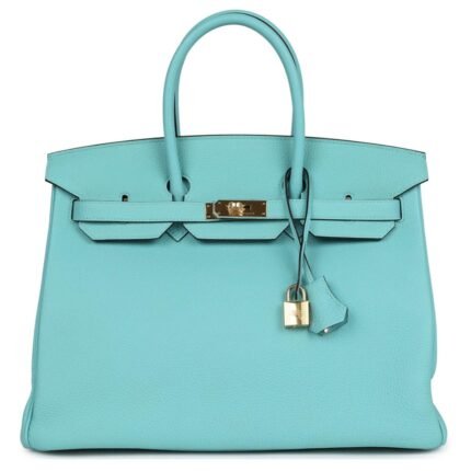 HERMÈS BIRKIN 35 BLEU ATOLL TOGO GOLD HARDWARE