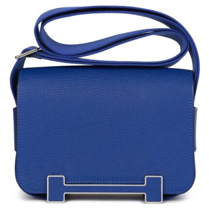 HERMÈS GETA BLEU ELECTRIC CHEVRE PALLADIUM HARDWARE