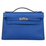 HERMÈS KELLY POCHETTE BLEU ROYAL SWIFT PALLADIUM HARDWARE