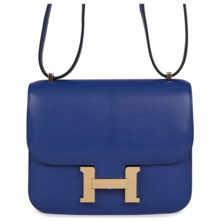 HERMÈS CONSTANCE 18 BLEU ROYAL CHEVRE GOLD HARDWARE