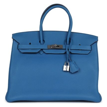 PRE-OWNED HERMÈS BIRKIN 35 MYKONOS CLEMENCE PALLADIUM HARDWARE