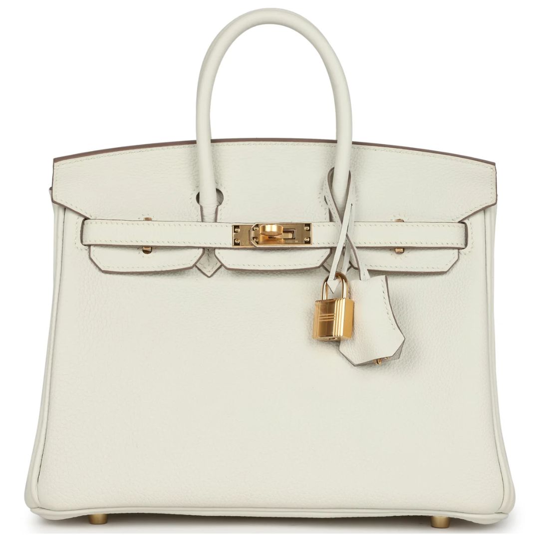 1 HERMÈS BIRKIN 25 MUSHROOM TOGO GOLD HARDWARE