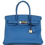 PRE-OWNED HERMÈS BIRKIN 30 MYKONOS CLEMENCE GOLD HARDWARE