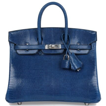 HERMÈS BIRKIN 25 BLEU SAPHIR LIZARD PALLADIUM HARDWARE
