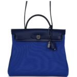 HERMÈS HERBAG ZIP PM 31 BLEU BILL TOILE MILITAIRE CANVAS AND BLEU SAPHIR VACHE HUNTER PALLADIUM HARDWARE