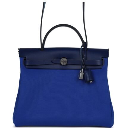 HERMÈS HERBAG ZIP PM 31 BLEU BILL TOILE MILITAIRE CANVAS AND BLEU SAPHIR VACHE HUNTER PALLADIUM HARDWARE