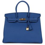 PRE-OWNED HERMÈS BIRKIN 35 BLEU ROYAL TOGO GOLD HARDWARE