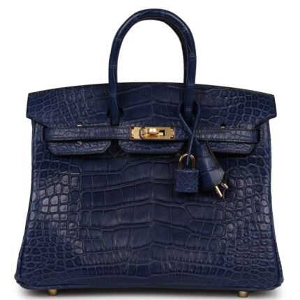HERMÈS BIRKIN 25 BLEU SAPHIR MATTE ALLIGATOR GOLD HARDWARE