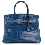 PRE-OWNED HERMÈS BIRKIN 30 MYKONOS SHINY NILOTICUS CROCODILE PALLADIUM HARDWARE
