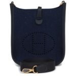 HERMÈS EVELYNE TPM BLEU NUIT FEUTRE AND CABAN SWIFT GOLD HARDWARE