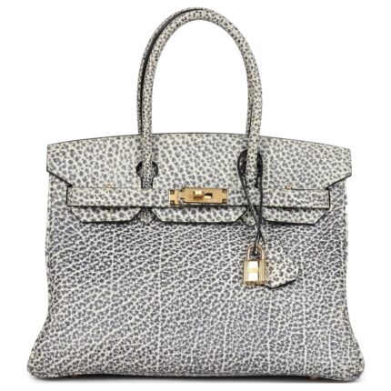 VINTAGE HERMÈS BIRKIN 30 WHITE DALMATIAN BUFFALO GOLD HARDWARE