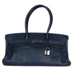 PRE-OWNED HERMÈS SHOULDER BIRKIN 42 JPG BLEU DE PRUSSE CLEMENCE PALLADIUM HARDWARE
