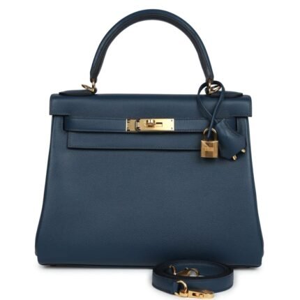 HERMÈS KELLY RETOURNE 28 DEEP BLEU EVERCOLOR GOLD HARDWARE