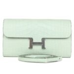 HERMÈS CONSTANCE WALLET TO GO VERT D'EAU MATTE ALLIGATOR PALLADIUM HARDWARE