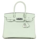 PRE-OWNED HERMÈS BIRKIN 30 VERT FIZZ EPSOM PALLADIUM HARDWARE