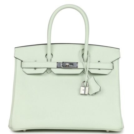 PRE-OWNED HERMÈS BIRKIN 30 VERT FIZZ EPSOM PALLADIUM HARDWARE