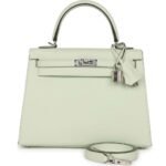 HERMÈS KELLY SELLIER 25 VERT FIZZ EPSOM PALLADIUM HARDWARE