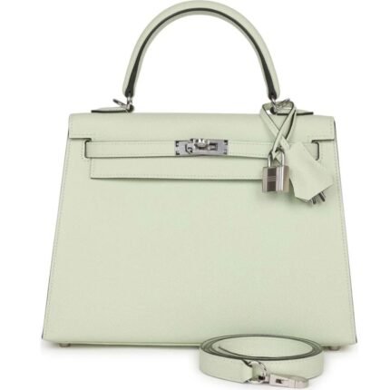 HERMÈS KELLY SELLIER 25 VERT FIZZ EPSOM PALLADIUM HARDWARE