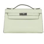HERMÈS KELLY POCHETTE VERT FIZZ SWIFT PALLADIUM HARDWARE