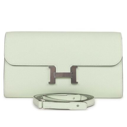 HERMÈS CONSTANCE WALLET TO GO VERT FIZZ EPSOM PALLADIUM HARDWARE