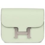 HERMÈS CONSTANCE SLIM WALLET VERT FIZZ EVERCOLOR PALLADIUM HARDWARE