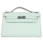 HERMÈS KELLY POCHETTE VERT PEPPERMINT SWIFT PALLADIUM HARDWARE