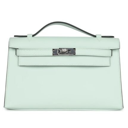 HERMÈS KELLY POCHETTE VERT PEPPERMINT SWIFT PALLADIUM HARDWARE