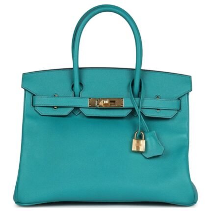 PRE-OWNED HERMÈS SPECIAL ORDER (HSS) BIRKIN 30 BLEU PAON EPSOM GOLD HARDWARE
