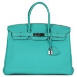 PRE-OWNED HERMÈS BIRKIN 35 LAGON TOGO PALLADIUM HARDWARE