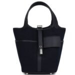 HERMÈS PICOTIN CARGO 18 CABAN SWIFT AND BLACK TOILE CANVAS PALLADIUM HARDWARE
