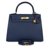 HERMÈS KELLY SELLIER 28 BLEU NAVY EPSOM GOLD HARDWARE