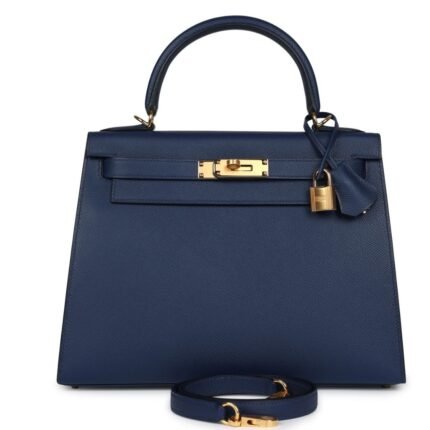 HERMÈS KELLY SELLIER 28 BLEU NAVY EPSOM GOLD HARDWARE