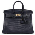 HERMÈS BIRKIN 25 BLEU INDIGO MATTE ALLIGATOR GOLD HARDWARE