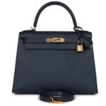 HERMÈS KELLY SELLIER 28 BLEU INDIGO EPSOM GOLD HARDWARE