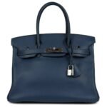 PRE-OWNED HERMÈS BIRKIN 30 DEEP BLEU SWIFT PALLADIUM HARDWARE
