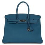 PRE-OWNED HERMÈS BIRKIN 35 COBALT TOGO PALLADIUM HARDWARE