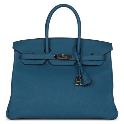 PRE-OWNED HERMÈS BIRKIN 35 COBALT TOGO PALLADIUM HARDWARE