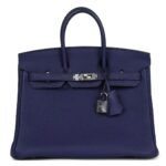 PRE-OWNED HERMÈS BIRKIN 25 BLEU ENCRE TOGO PALLADIUM HARDWARE