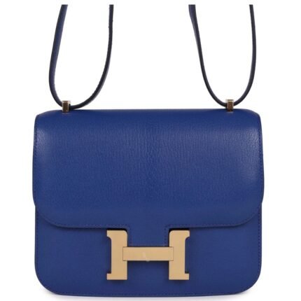 HERMÈS CONSTANCE 18 BLEU ROYAL CHEVRE GOLD HARDWARE