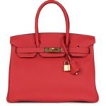 PRE-OWNED HERMÈS BIRKIN 30 ROUGE PIVOINE TOGO GOLD HARDWARE