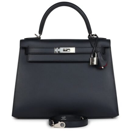 HERMÈS SPECIAL ORDER (HSS) KELLY SELLIER 28 BLEU OBSCUR VERSO SOMBRERO PALLADIUM HARDWARE