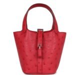 HERMÈS MICRO PICOTIN LOCK 14 BOUGAINVILLEA OSTRICH PALLADIUM HARDWARE