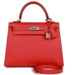 HERMÈS KELLY SELLIER 25 ROUGE DE COEUR VERSO EPSOM PALLADIUM HARDWARE